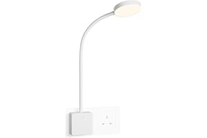 ENUOTEK Dimmable Plug in LED White Wall Reading Light, Flexible Bedside Reading Lamp with Outlet Power Plug, 4W Light Brightness 350Lm, Neutral White Lighting 4000K, for Type G Power Socket