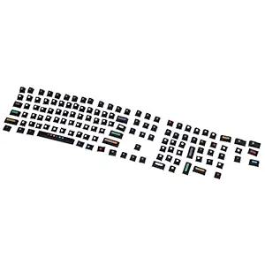 Keycap, Dot Keycap PBT Keysets White (129 Keys) Dye Sublimation for DIY Mechanical Keyboards for 61/64/68/87/96/104/108(Black)