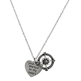 Anhänger-Halskette von Lux Accessories, „You Are Always In My Heart“ mit Kompass „Find My Way“