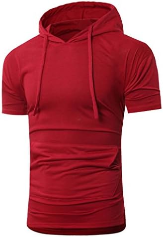 Toamen Men's Super Premium Short Sleeve T-Shirt, Fashion Men Boys Heavy Blend Plain Short Sleeve Pullover Hoody Hooded Tops, Men's Classic Sweatershirt (Red, Size L/Bust 44.1")