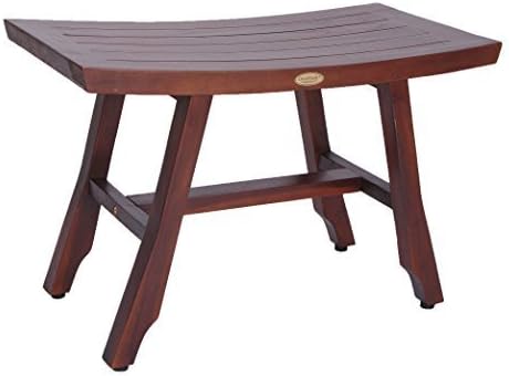 DecoTeak Fully Assembled Solid Satori Asia Style Extended Length Teak Shower Bench with Adjustable Foot Pads, 28", Brown by Decoteak