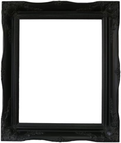 3.5" Wide Satin Black Shabby Chic Ornate Swept Vintage Picture Frame for a 20"x16" image RIM ONLY