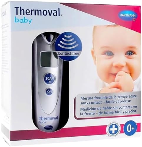 VEROVAL Baby Termometro a infrarossi ARGENTO, misurazione senza contatto e silenziosa, temperatura corporea, temperatura dell'oggetto, temperatura ambiente, misurazione rapida, maneggevolezza