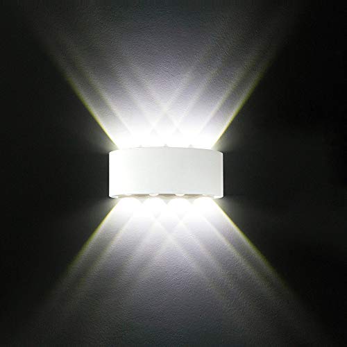 HYDONG Lámparas LED de pared modernas impermeables de aluminio para sala de estar, dormitorio, pasillo y baño Blanco frio