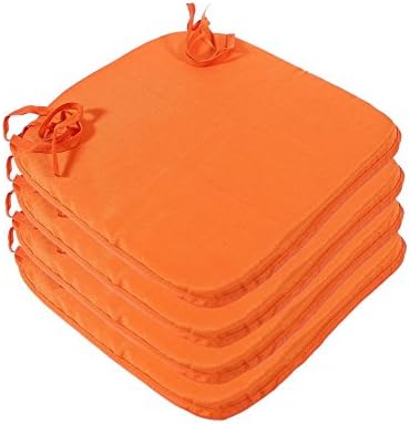 4-piece seat cushion set with ties, for chair cushions or upholstered cushions, Microfibre, Orange, 38x38