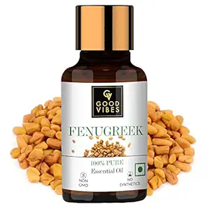 Good Vibes 100% Pure Fenugreek Essential Oil, 10 ml Naturally Nourishes Skin, Helps Reduce Dandruff & Hair Loss, Suitable For All Skin & Hair Types, No Alcohol, Parabens & Sulphates