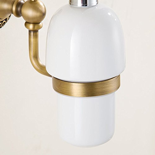 Weare Home Retro Solide Glas Seifenspender und Kupfer Halter Bronze Beschichtung mit Einschnitt Wandmontage Haltbar Badzubehör Badaccessoires Dekor für Küche - 2