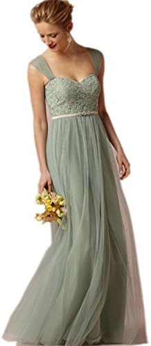 Topashe Women's Lace Appliques Tulle Party Dress With Sash For Bridesmaid 16