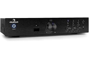 AUNA Bluetooth Amplifier Hifi, Amp Stereo System AV Receiver, Stereo Amplifier Hifi Bass & Treble Control, 1 Channel Audio Power Subwoofer Hi-Fi Amplifier and Speaker w/Remote Control & AUX Input