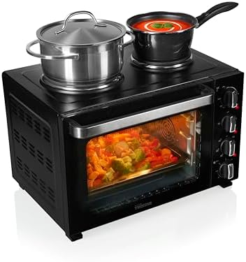 Tristar Forno a convezione con 2 piastre, capacità 35 L, 3200 W, struttura in acciaio, mini cucina compatta per pasti completi, OV-3670