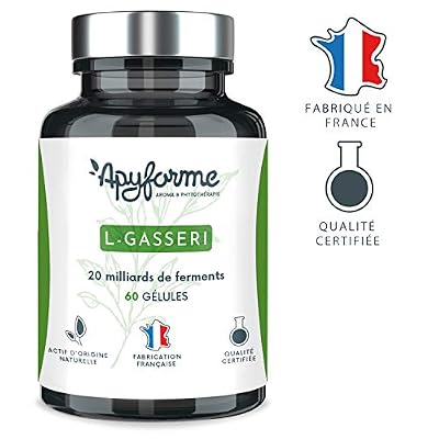 APYFORME Probiotique Minceur Lactobacillus Gasseri • 20 Milliards d'UFC avec 2g/j • Complément Alimentaire L Gasseri 100% FRANÇAIS • Cure de 30 Jours 60 Gélules • Fabriqué et Conditionné en France par Apyforme