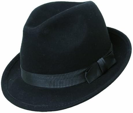 sreociElegant Gentlemans Traditional Felt Trilby Hat, Black, 59cm