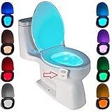 Lampara WC de luz LED de noche con sensor de movimiento en la oscuridad que se activa automáticamente cuando se aproximan al inodoro o se detecta un movimiento en un radio de 2mts en la noche o en la oscuridad, iluminándolo de una manera magnifica. Luego al cabo de 2 min se apagará si no detecta movimiento o si encienden la luz del baño.