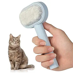 Cat Brush for Shedding and Grooming, Pet Dog Hair Brush Slicker Brush Self Cleaning Massage Combs for Short or Long Haired Pet Puppies Cats, Removes Loose Fur, Undercoat, Mats, Tangled Hair, Shed Fur (Blue)
