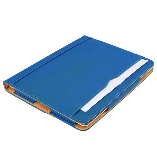 Madcase Apple iPad 4 / 3 / 2 Smart Case Etui Faux Ledertasche Hülle mit Auto Schalf und Wach Sleep-Funktion inkl. Displayschutzfolie und Stylus Touch stift – Blau / Beige - 4