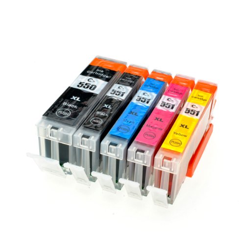 5 Tintenpatronen für Canon PGI-550 CLI-551 IP-7250 8750 IX-6850 MG-5450 5550 6350 6450 7150 MX-725-925