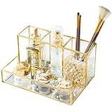 SLHEQING Organizzatore di trucco, Contenitori per cosmetici, Cosmetic Organizer Porta pennelli Trucco (Oro)