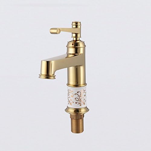 Hot and cold continental gold faucets raised porcelain basin copper rich gold plated antique bathroom faucet