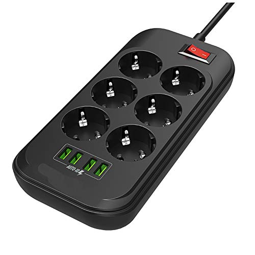 Preisvergleich Produktbild Steckdosenadapmehrfachsteckdose 6Ac Steckdosenadapter üBerspannungsschutz Plug WiFi Stecker Fernbedienbar und Sprachsteuerung Steckdosen