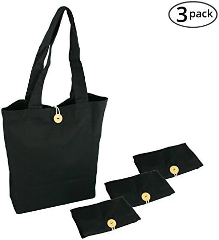 Simple Ecology Organic Cotton Folding Tote with Closure - Black by Simple Ecology