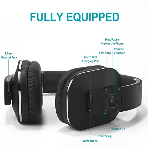 August EP650 Bluetooth v4.2 NFC KopfhÃ¶rer mit aptX Low Latency - Kabellose Over-Ear Headphones mit individuellem Sound (schwarz)