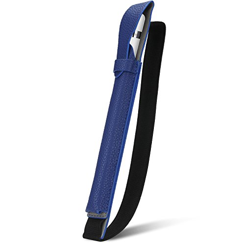 Apple Pencil hülle halter, SOCU Premium-PU Leder Bleistift Taschen Sleeve abnehmbare Beutel-Abdeckung für Apple-Bleistift für iPad Pro 9.7, 12.9 Zoll tiefblau