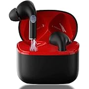 Quslly Bluetooth Headphones - Wireless Headphones with Microphone in-Ear, Noise Cancelling Earphones,running Sports Wireless Earbuds With charging case ，35Hrs Playing Time, Touch Control (black)