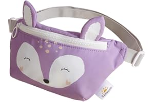 SUNVENO Torba biodrowa dla dzieci, chłopców, dziewcząt, świetny prezent dla małych dzieci w przedszkolu, urocza kreskówka, Fioletowy jeleń, M, Torba nerka dla dzieci