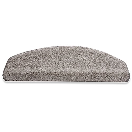 Stufenmatten uni silbergrau | Qualitätsprodukt aus Deutschland | GUT Siegel | kombinierbar mit Läufer | 65×23,5 cm | halbrund | 15er Set - 3