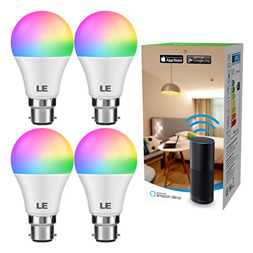 LE WiFi Smart Bulb B22, Work with Alexa, Google Assistant and IFTTT, 9W RGBW LED Light, Time Schedul