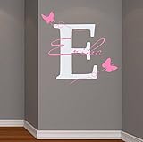  Wandaufkleber für Mädchen Persönlich Name Initialen Schmetterlinge Wandtattoo Monogramm mit Namen Kinder Geschenk Jungen Kinderzimmer Vinyl Aufkleber Wandsticker Fototapete Dekoration für Zuhause Schlafzimmer