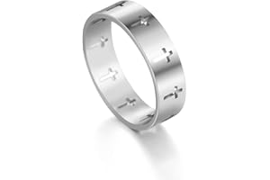 Dreamtimes Anello Croce Anello in Acciaio Inossidabile Cristiano Gesù Cristo Signore Preghiera Gioielli Coppia Anelli Fidanzamento Regalo di Nozze di Moda Per Uomo Donna Colore Argento