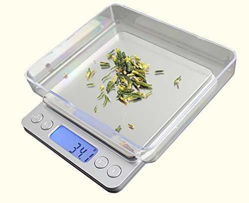 Digitale Küchenwaage, Digitalwaage Waage, Mini Waage, Küchenwaage, Briefwaage, Hohe Präzision auf bis zu 0,1g (1-3kg Maximalgewicht), Tara-Funktion, ideal zum Messen von Zutaten,Gold,Briefmarken (2kg /0.1g) - 4