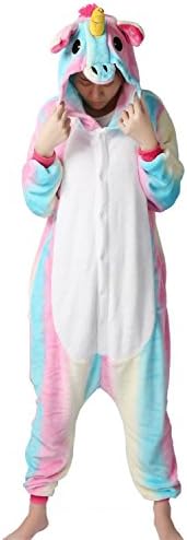 Luojida Pyjamas Costume Onesie Unicorn Sleepwear Cosplay Halloween Pajamas Unisex Adult For Stage Performance,Parties,Gifts For Birthday-Luogida (L(168-178CM), Multicolor-Blue)