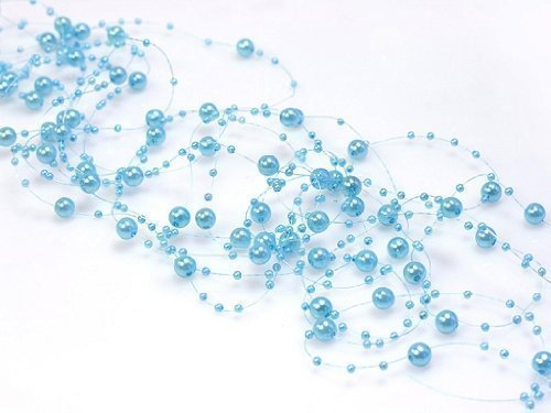 Perlengirlande türkis hellblau 5 Stück á 1,3m Tischdeko Hochzeit Taufe Weihnachten