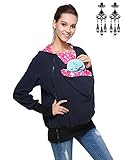 MODETREND Damen Tragejacke für Mama und Baby 3in1 Känguru Jacke Mutterschaft Kapuzen-Sweatshirt Multifunktions-Frauen-Strickjacke-Oberbekleidung Umstandsjacke
