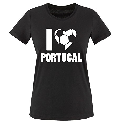 I LOVE PORTUGAL – Damen T-Shirt – Schwarz / Weiss Gr. M