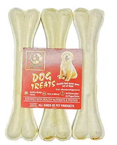 ADB Creations Rawhide Chew Bones for Dogs 8 inch(Pack of 2 Bones)