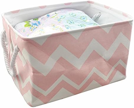 Znvmi Foldable Storage Bin Rectangular Nursery Toy Baskets Cotton Linen Fabric Storage Box Organiser Home Decorations - Pink