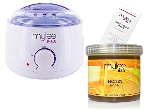 Mylee White Thermostatic Control Wax Heater & Mylee 450g Honey Soft Wax Kit NEW