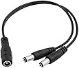 5.5x2.1mm 1 Female to 2 Male Splitter 2 Way DC Power Cable 8.75" Length for CCTV Camera
