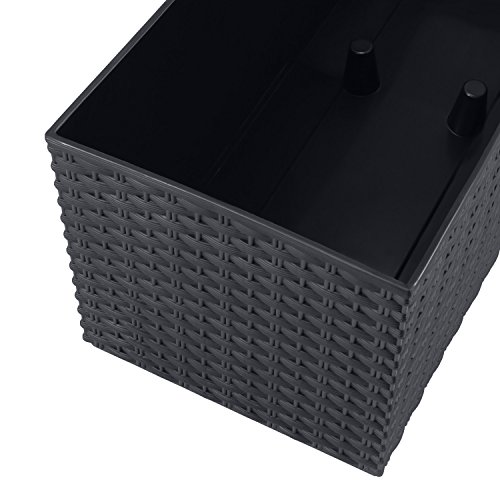 17 L Pflanzkübel Blumentopf L 500 mm Blumenbank in Rattan-Optik Bewässerungssystem Rato SeriE anthrazit viereckig - 5