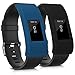 Produktbild kwmobile 2in1 Set: 2x Sport Armband Schutzhülle für Fitbit Charge 2 ohne Tracker in Schwarz Dunkelblau