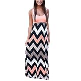 ISASSY Women's Summer Boho Long maxi dress Striped High Waist Sleeveless Beach Wear Evening Party