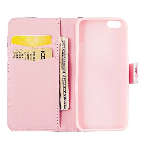 MUTOUREN für iphone 6 Plus/6S Plus (5.5 Zoll) Hülle Schutzhülle PU Leder Bookstyle Handyhülle Brieftasche Wallet Schale Portemonnaie Klapphülle mit Standfunktion Taschen kratzfeste Stoßfest Magnetic Snap Bumper Schale – Plum Blume + Stylus Touch Pen - 6