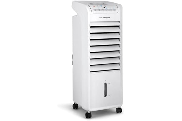 Orbegozo Air 46 Climatiseur par évaporation 3-en-1, 3 vitesses, minuterie, accumulateurs de froid, réservoir de 6 l, télécommande, silencieux, 55 W, plastique/métal