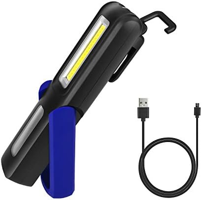 Inspection Lamp, Debonice Magnetic Work Light USB Rechargeable LED COB Lamp with Hanging Hook … (Blue)