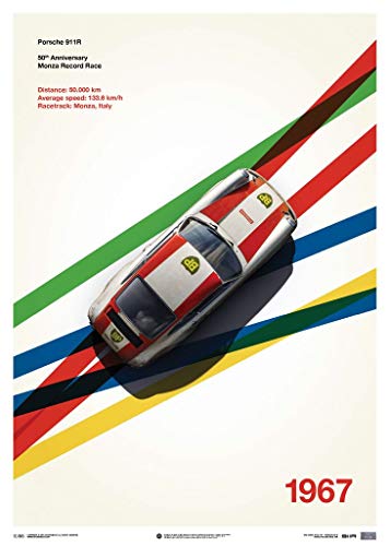 Automobilist Store Porsche 911R - Monza - Affiche Unique Design en Édition Limitée - Taille d'affiche Standard 50 x 70 cm