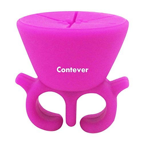 Contever® Silicone Finger Wearable Nail Polish Holder Ring Nail Art Varnish Bottle Stand Anti-Spill (Rose Red)
