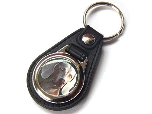 Preisvergleich Produktbild Moody Motorz Weimaraner Hund Welpe Qualitätsleder und Chrom Schlüsselring